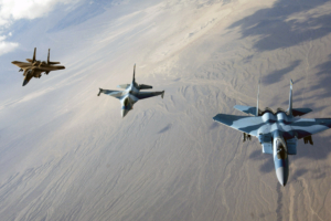 F 15 Eagles and F 16 Fighting Falcon913584855